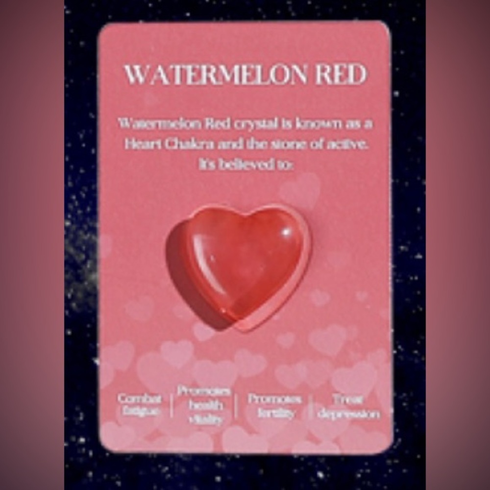 Natural‎ heart shaped healing worry gemstone Watermelon Red balance meditation